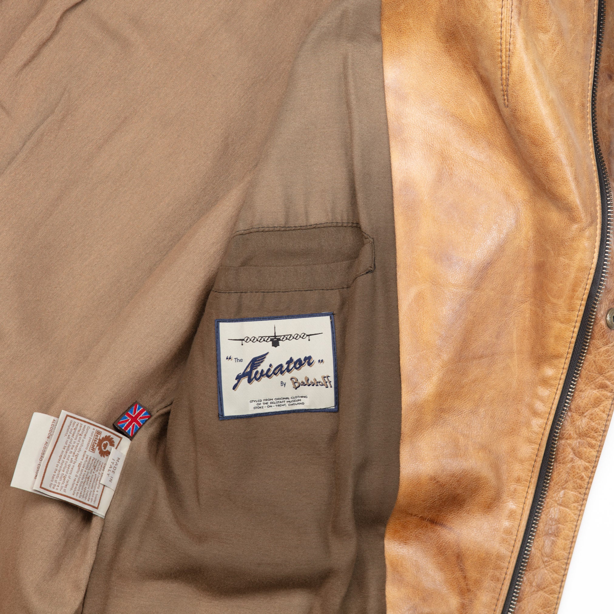 Aviator Jacket in Tan Leather - M
