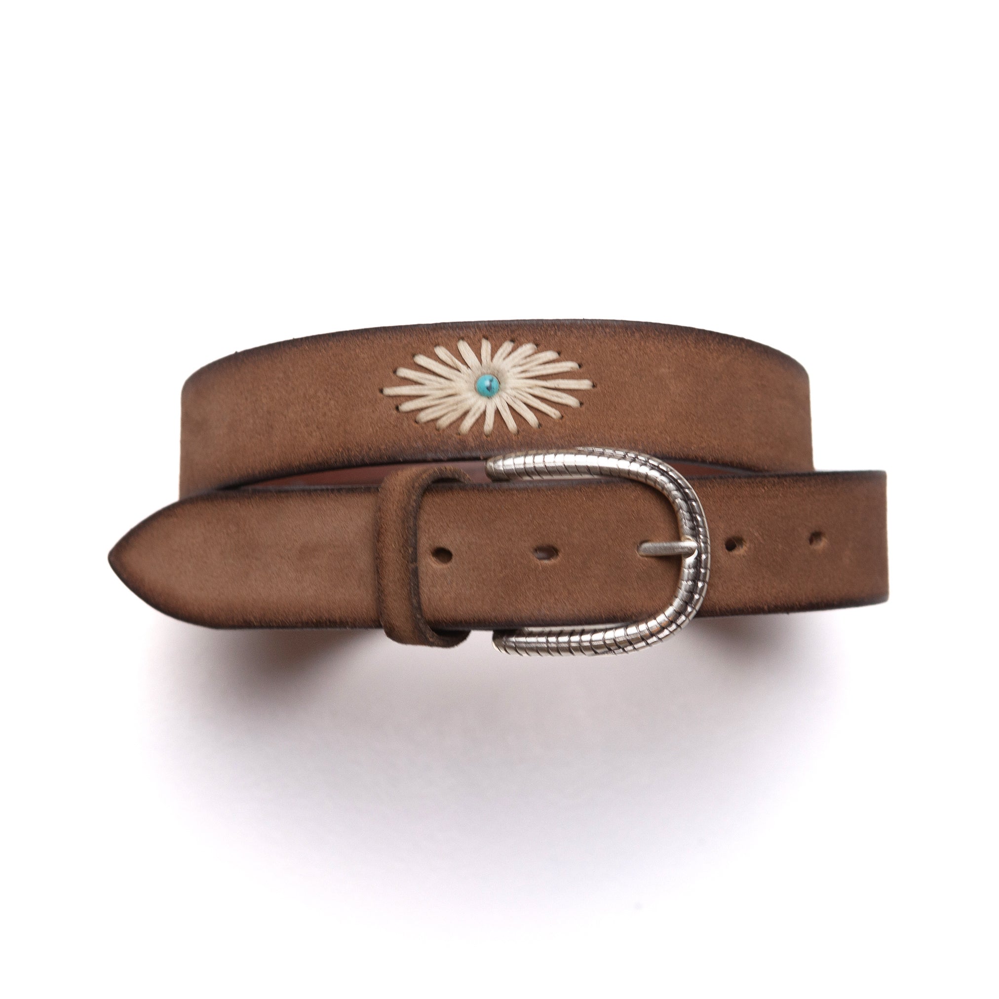 Turquoise Sun Brown Suede Belt