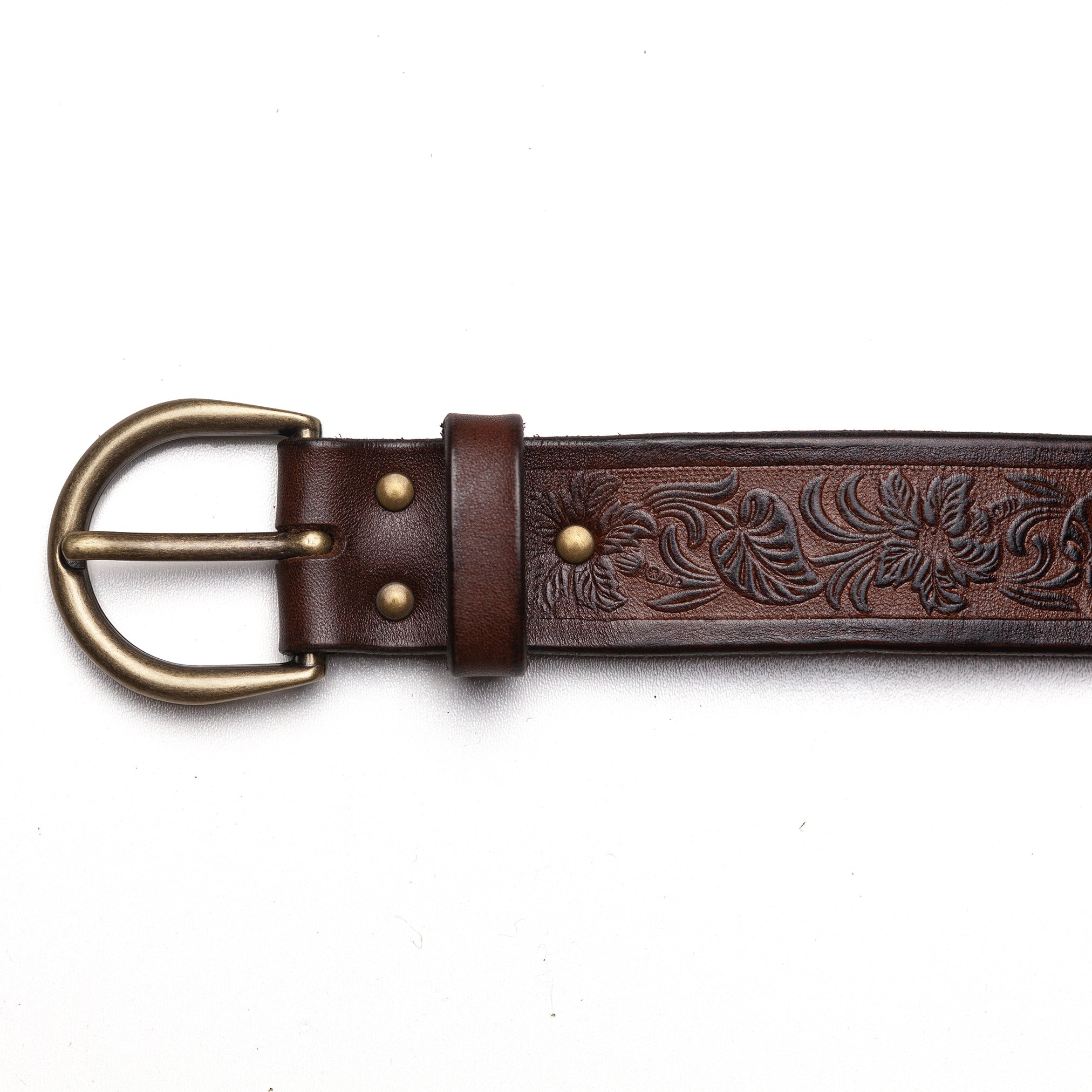 Classic Belt with Engraving in Antique Brown