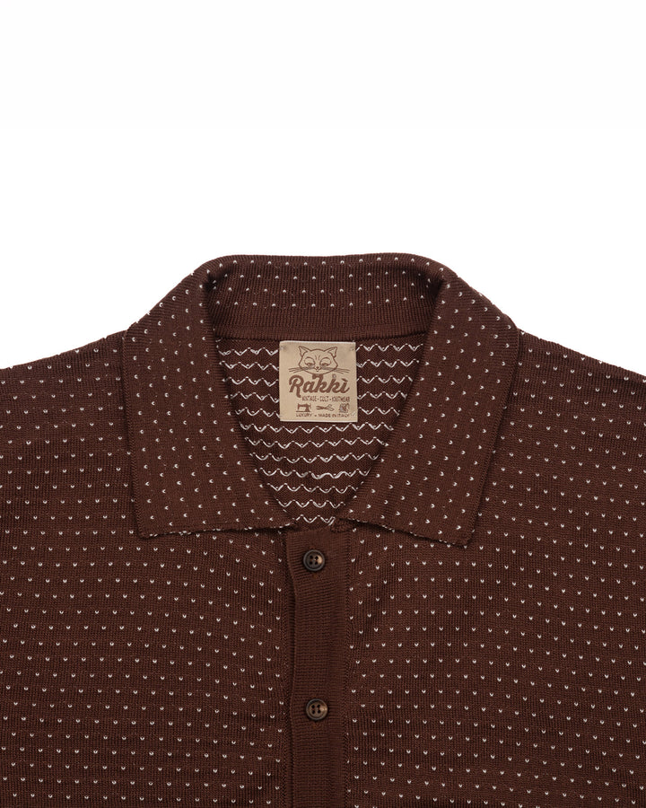 Juneau Polo Shirt in Tobacco Japanese Cotton