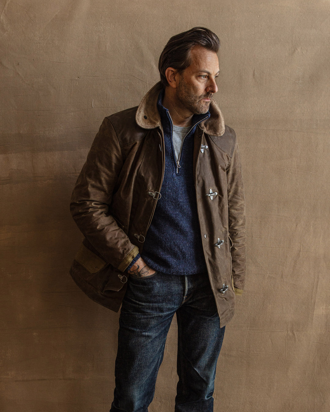 The Bedford Fireman Jacket in Waxed Sand
