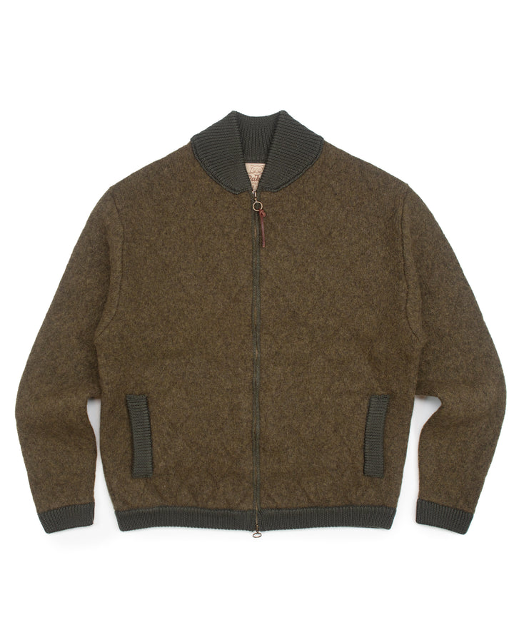 Quilted Bomber in Olive