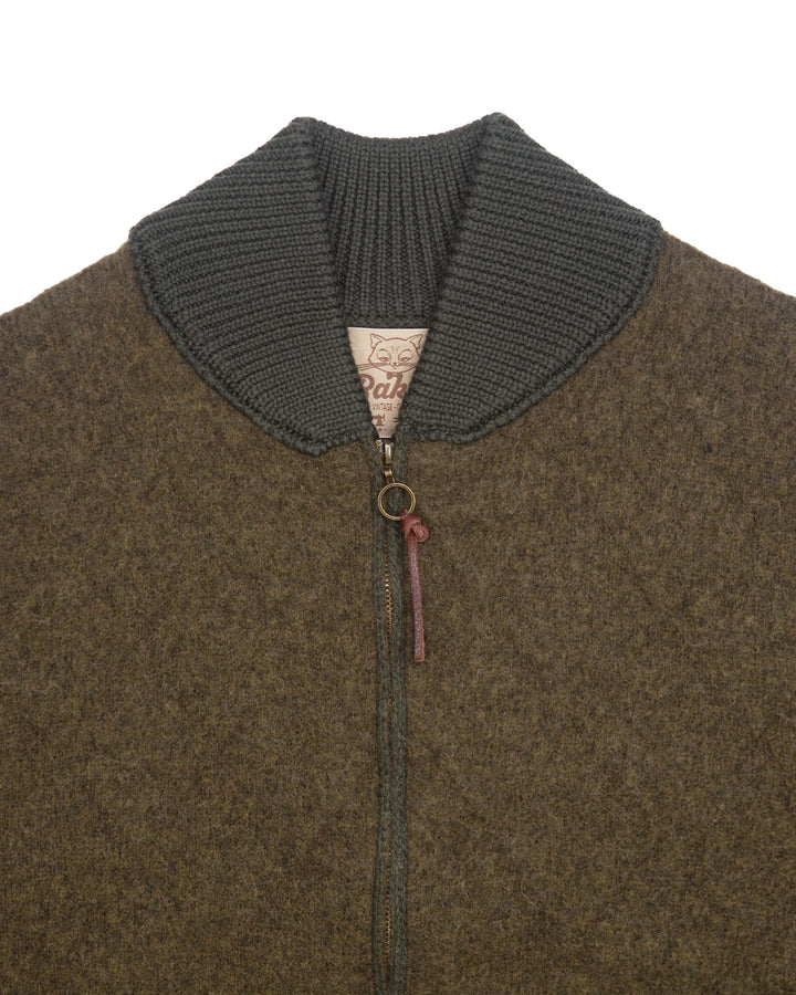 Quilted Bomber in Olive