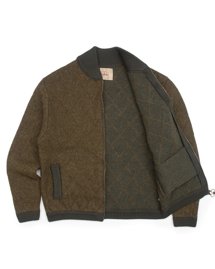 Quilted Bomber in Olive
