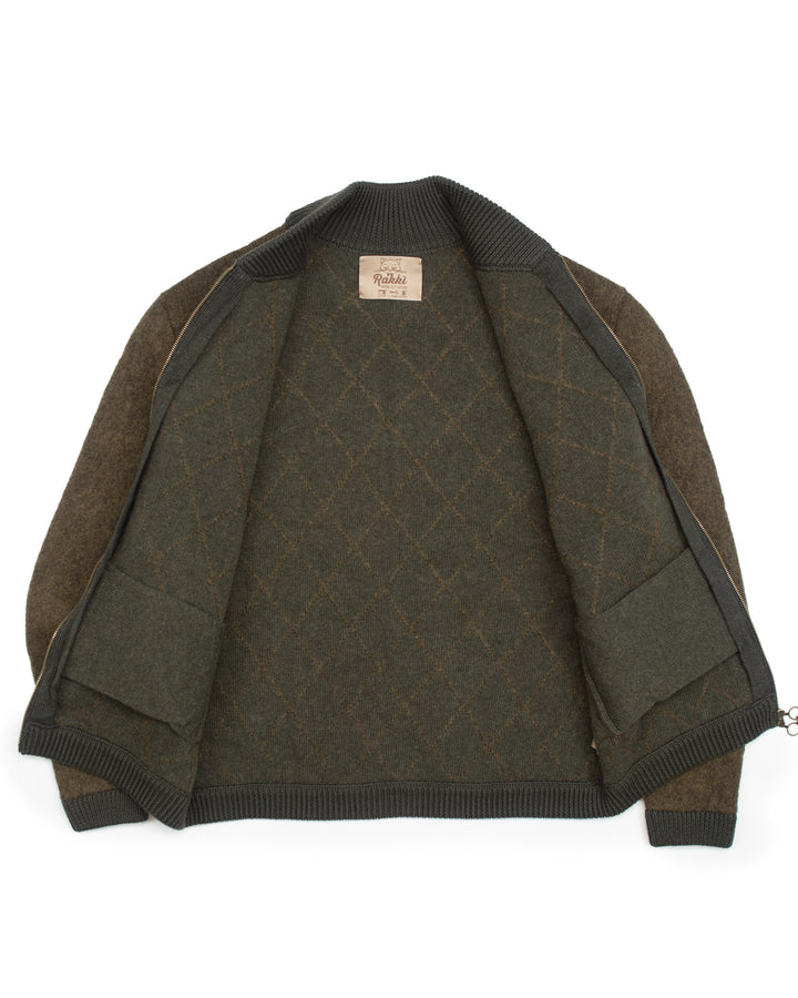 Quilted Bomber in Olive