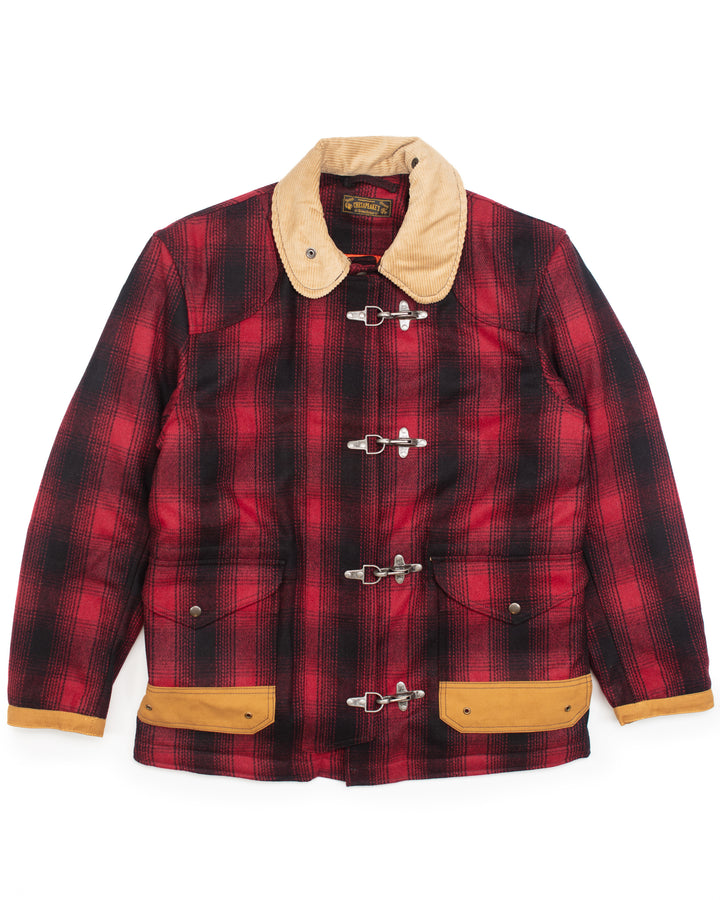 The Bedford Fireman Jacket in Red Check Wool