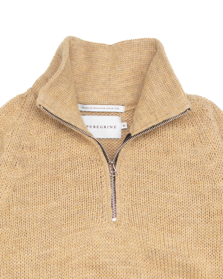 Bristol Zip Neck Jumper in Sandstone