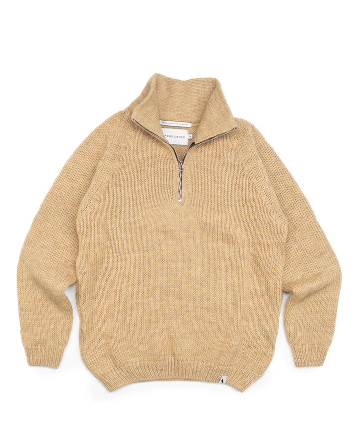 Bristol Zip Neck Jumper in Sandstone
