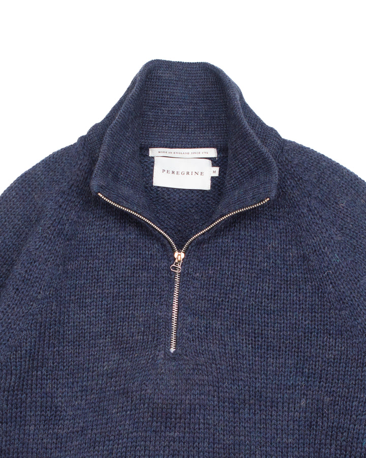 Bristol Zip Neck Jumper in Marine