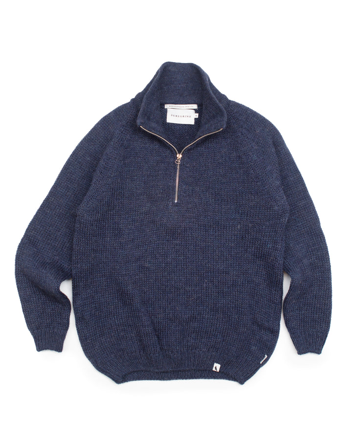 Bristol Zip Neck Jumper in Marine