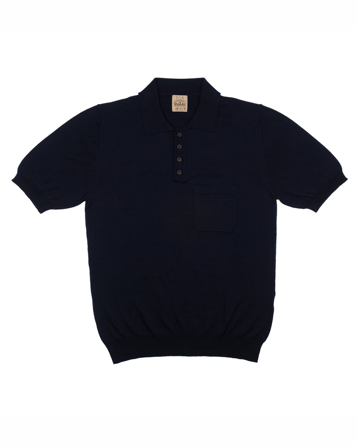 The JFK Buttoned Pocket Polo in Navy