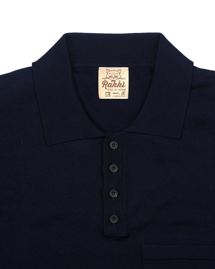 The JFK Buttoned Pocket Polo in Navy