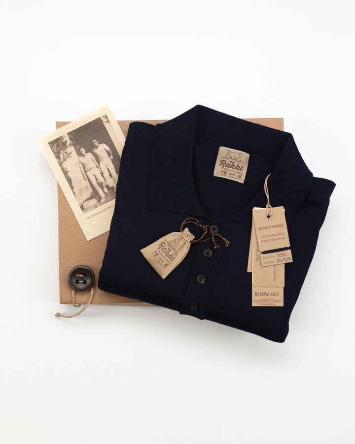 The JFK Buttoned Pocket Polo in Navy