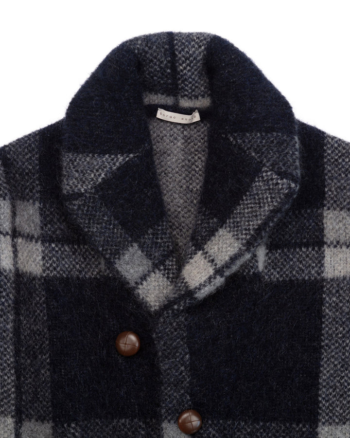 Mohair Jacket in Blue & Grey Plaid