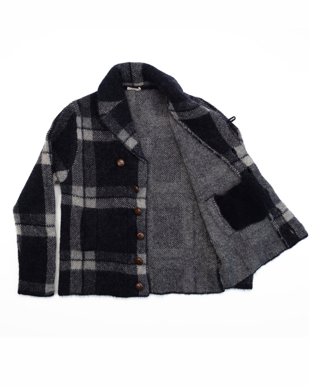 Mohair Jacket in Blue & Grey Plaid