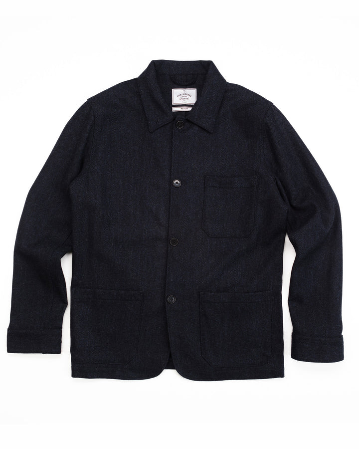 Labura in Navy Herringbone Wool