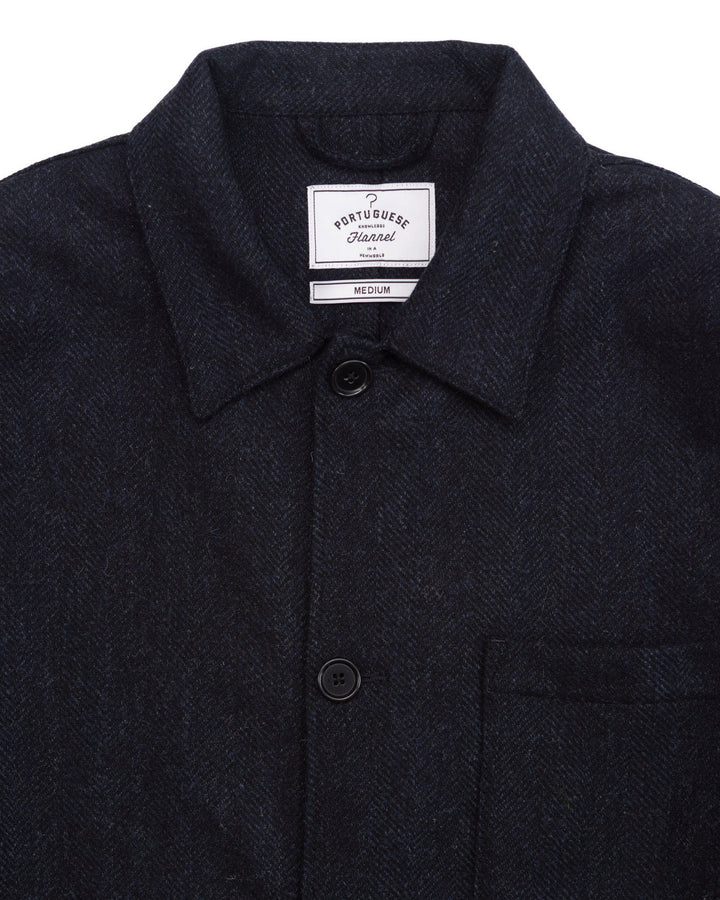 Labura in Navy Herringbone Wool