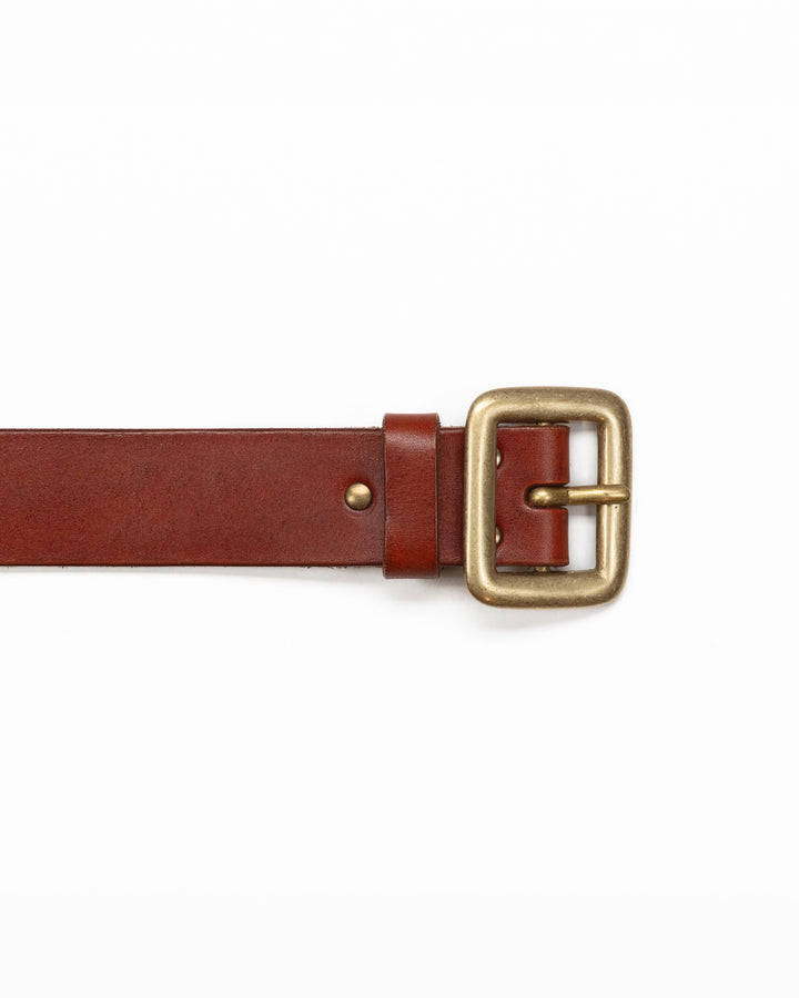 Aged Cognac Belt with Brass Buckle