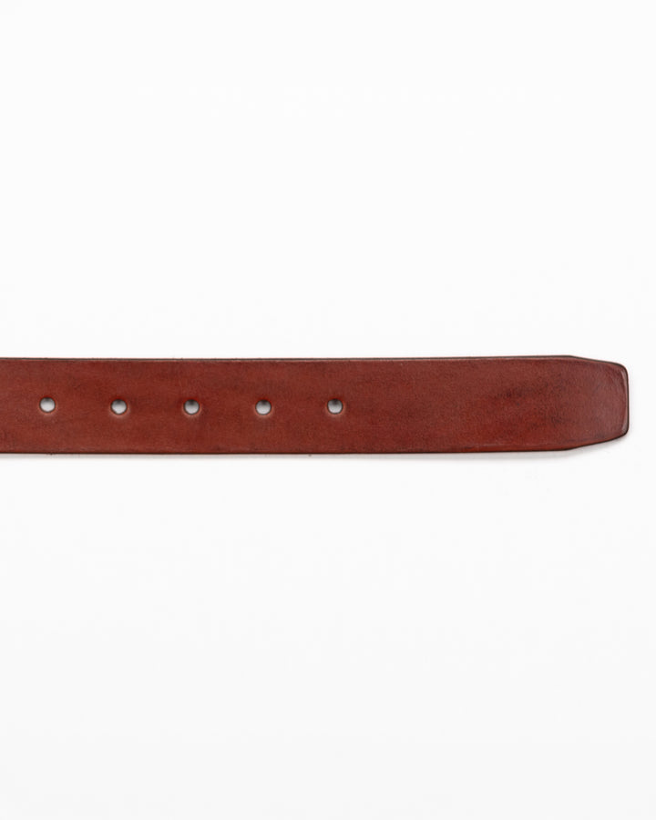 Aged Cognac Belt with Brass Buckle