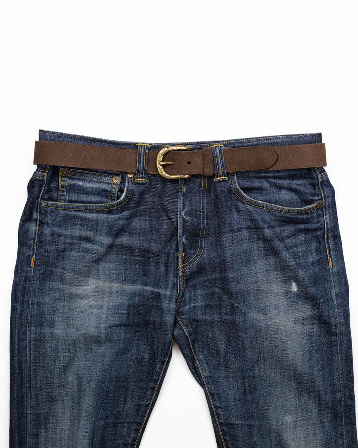 Reverse Hide Belt With Aged Buckle