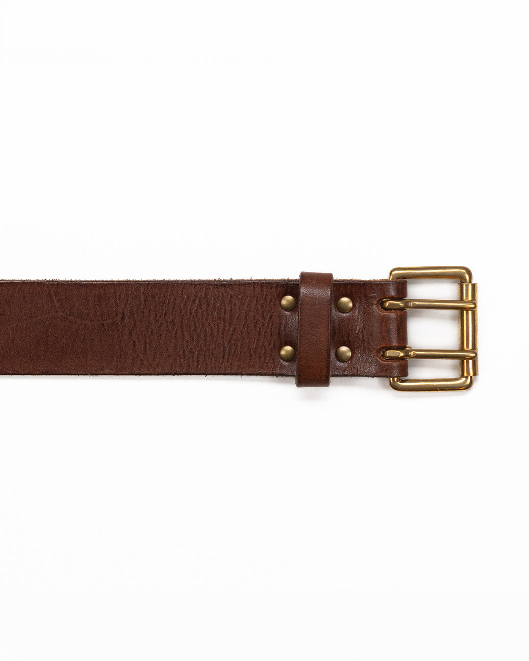Antique Brown Belt with Military Brass Double Buckle