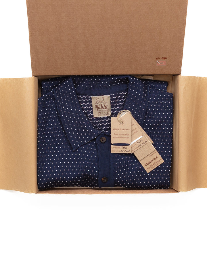 Juneau Polo Shirt in Navy Japanese Cotton