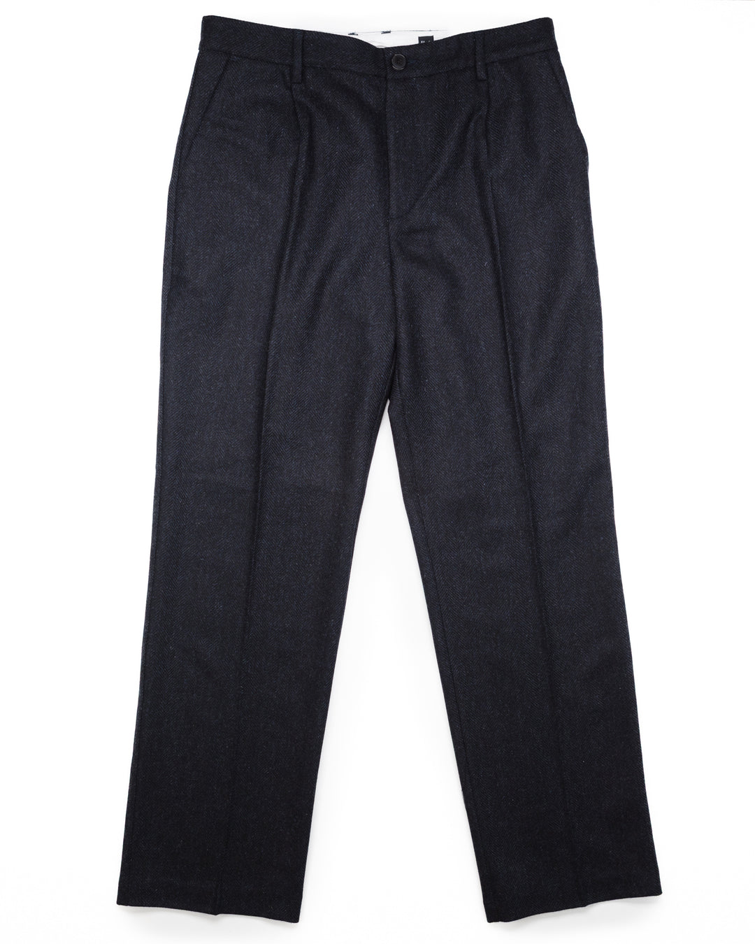 Herringbone Trousers in Navy Wool