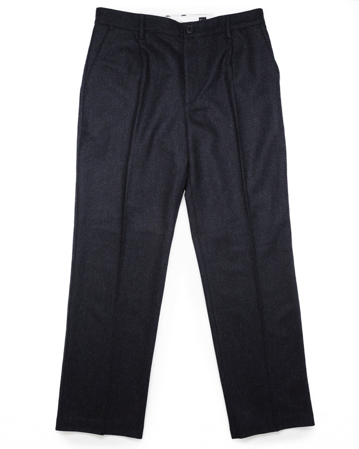 Herringbone Trousers in Navy Wool