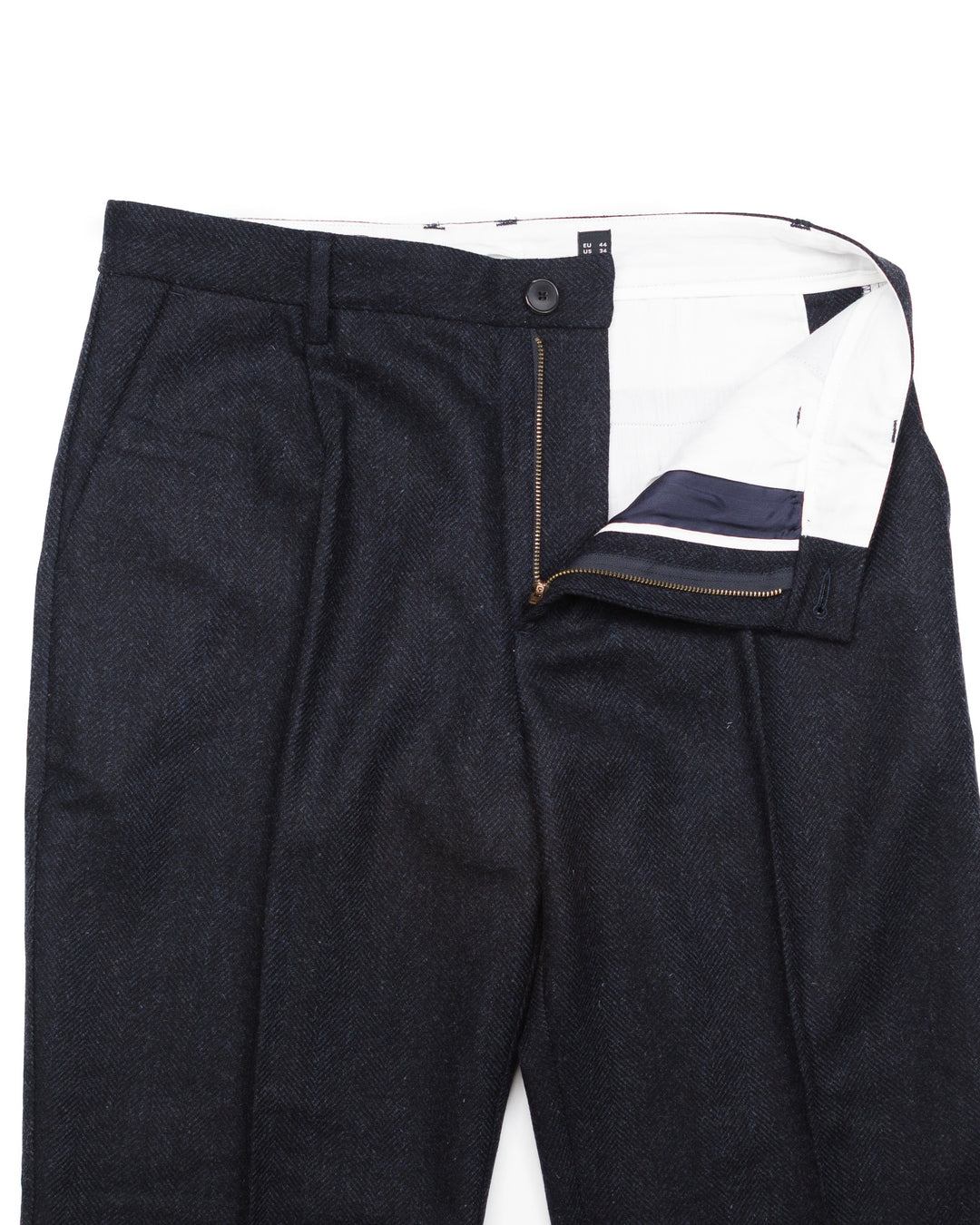 Herringbone Trousers in Navy Wool