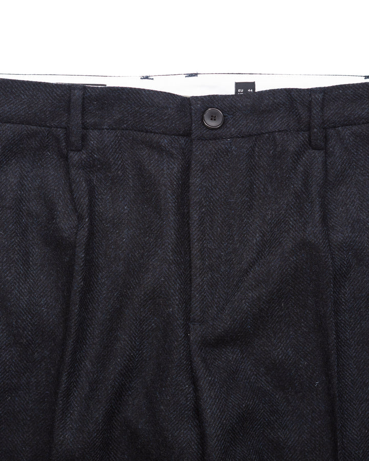 Herringbone Trousers in Navy Wool