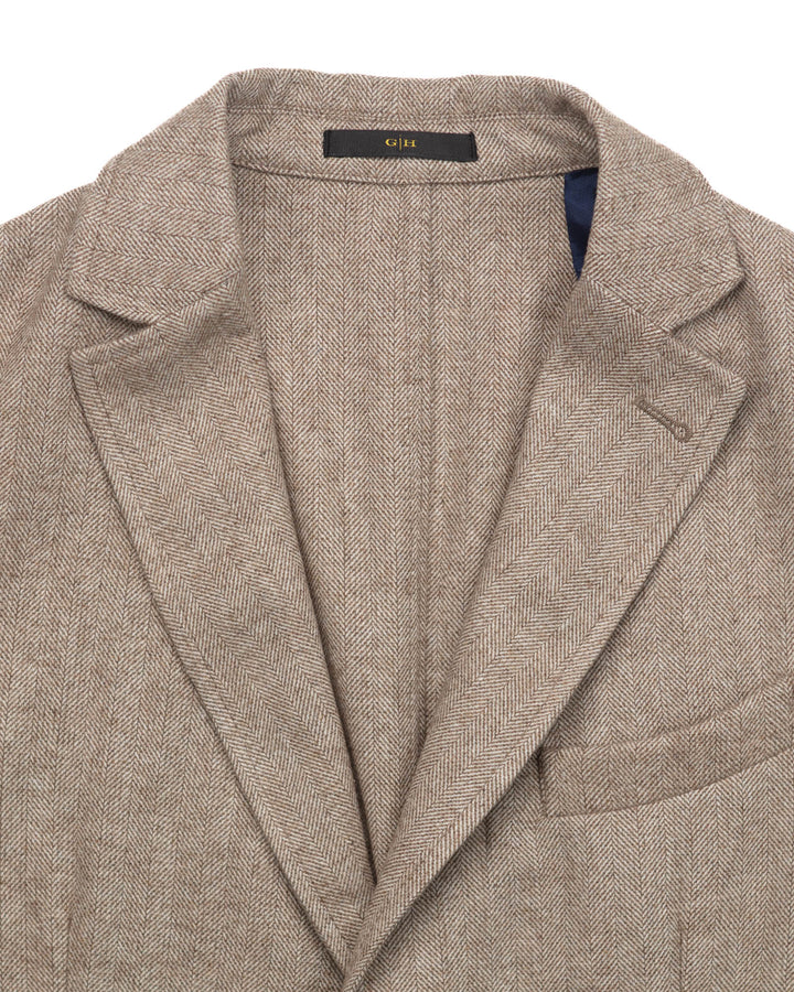 Blazer in Tan Herringbone Wool