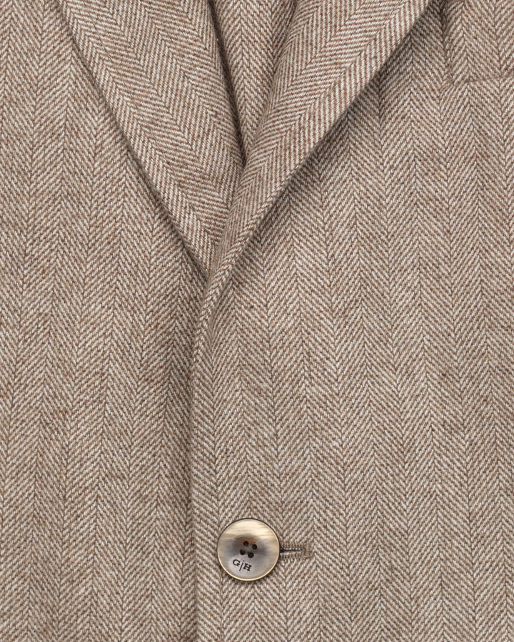 Blazer in Tan Herringbone Wool