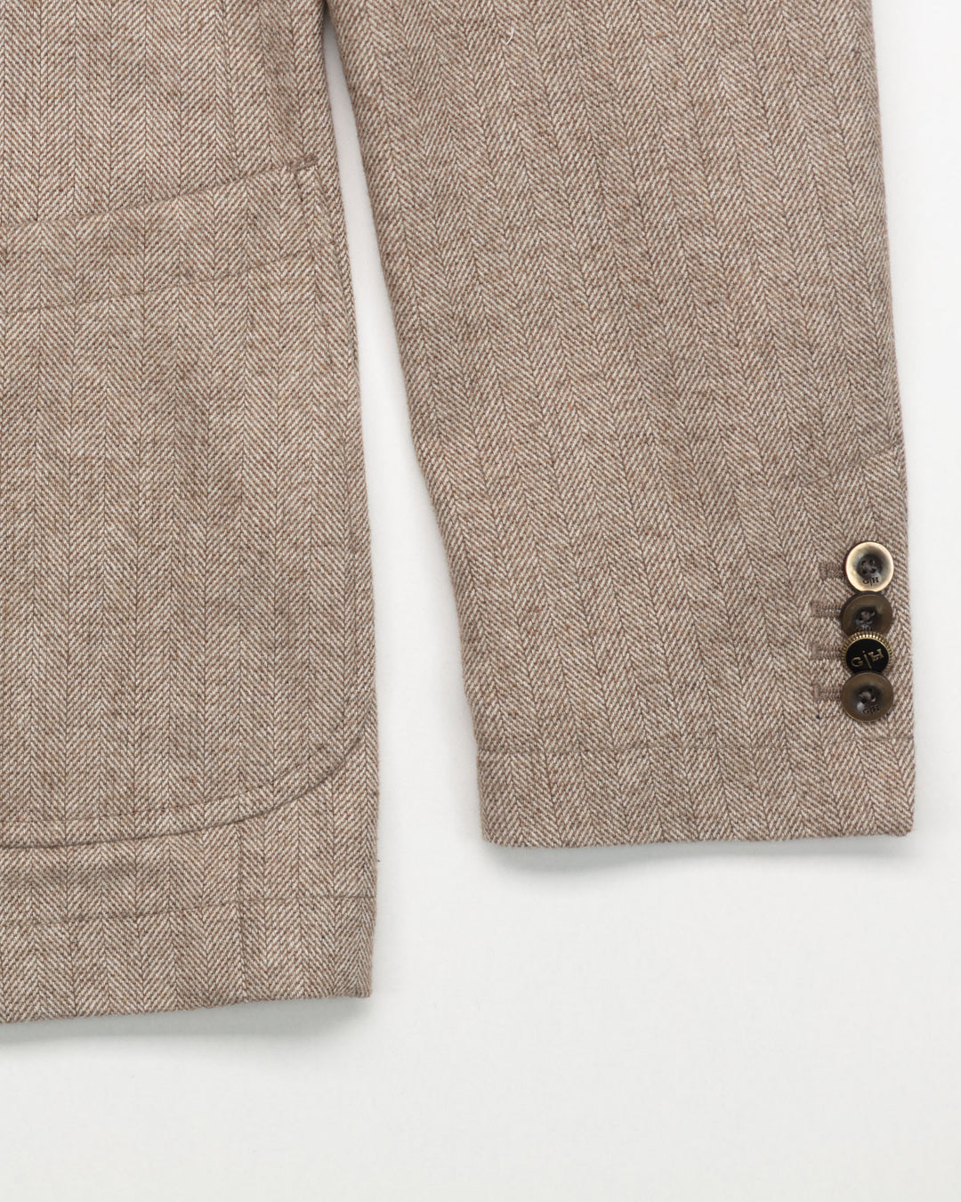 Blazer in Tan Herringbone Wool