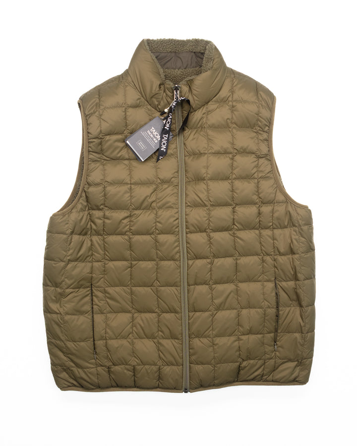 Down Reversible Vest in Olive #1482