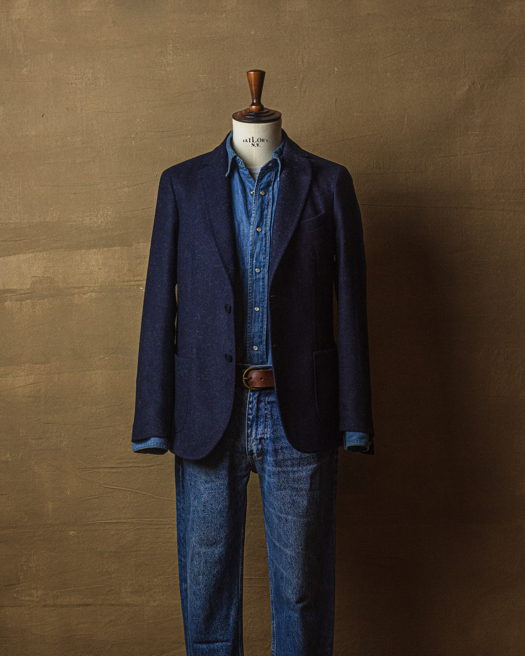 Shetland Wool Blazer in Navy