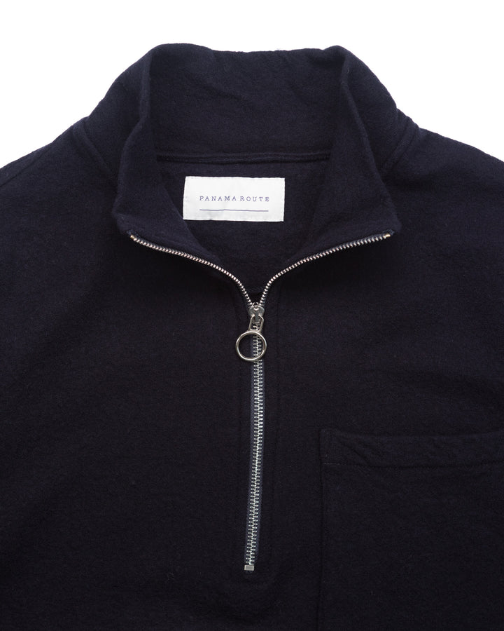 The Arnold Half Zip in Navy Wool
