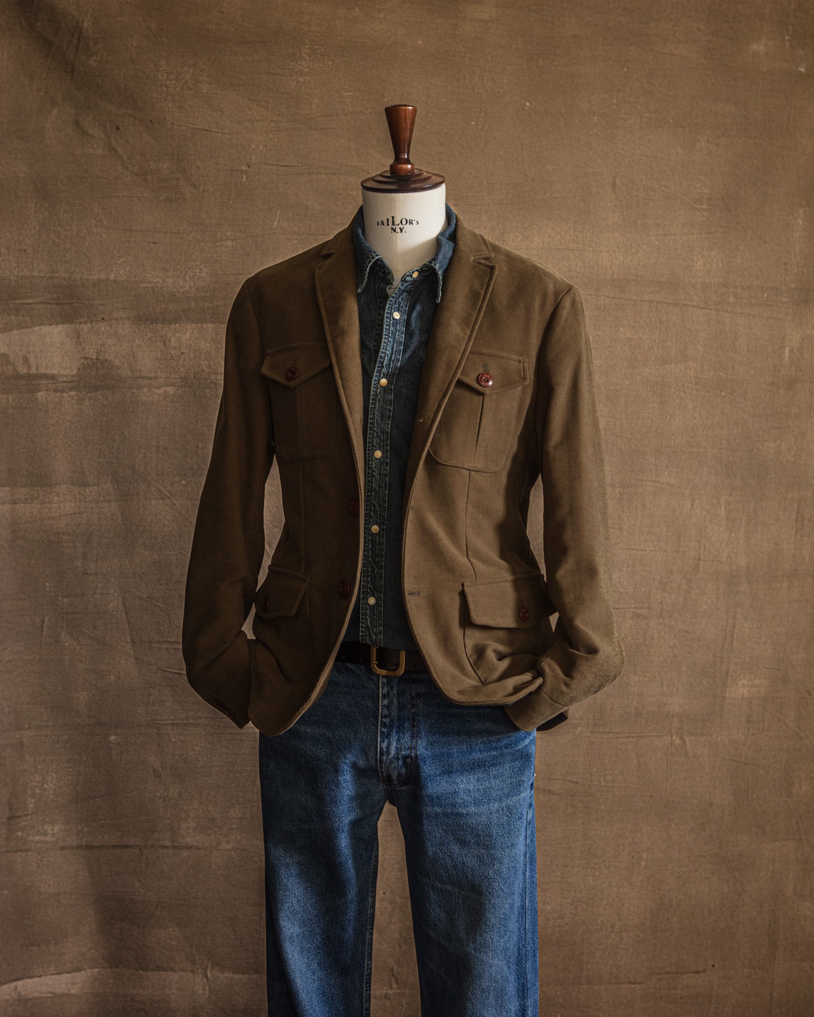 The Collina Jacket in Olive Moleskin – The Revive Club