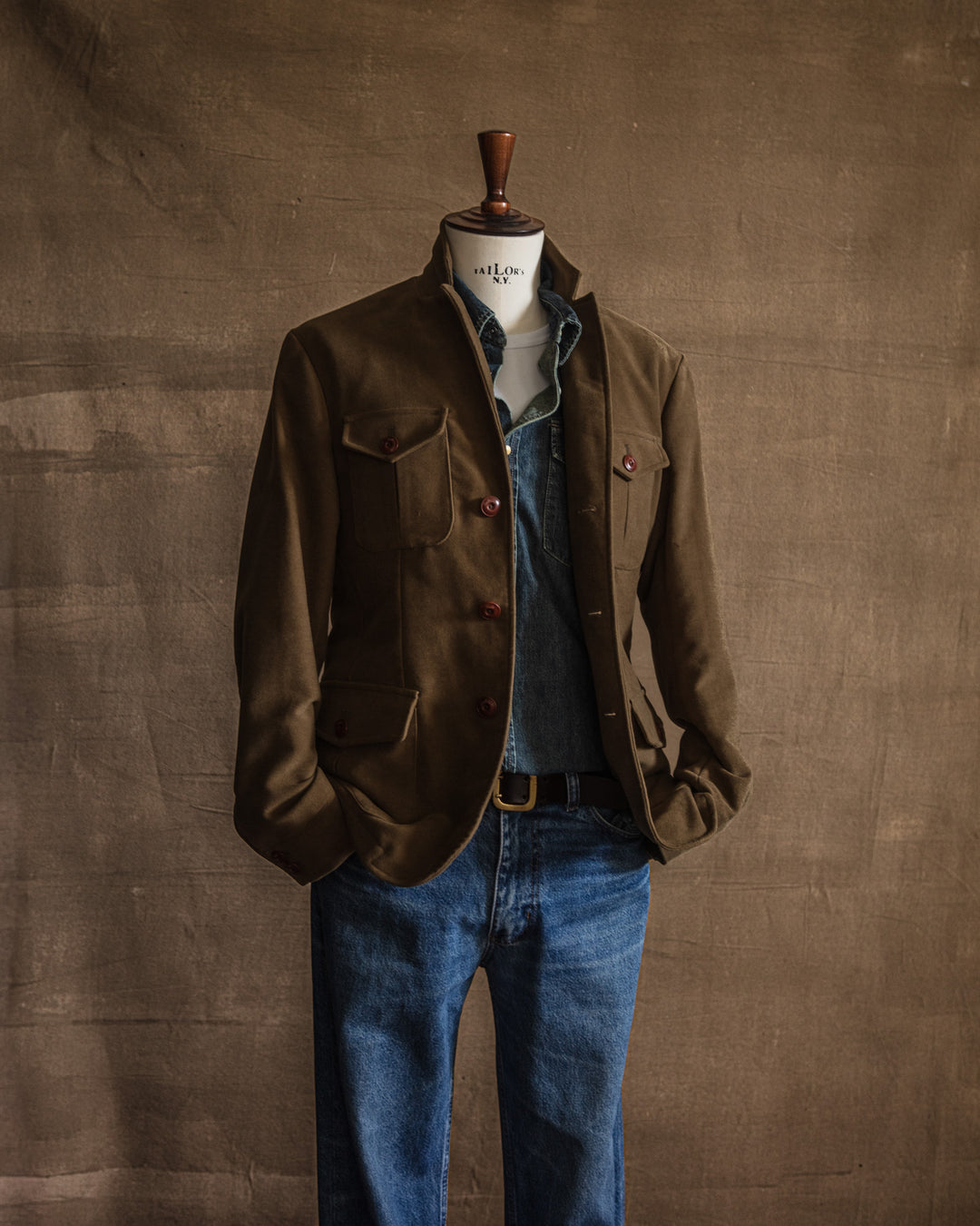 The Collina Jacket in Olive Moleskin