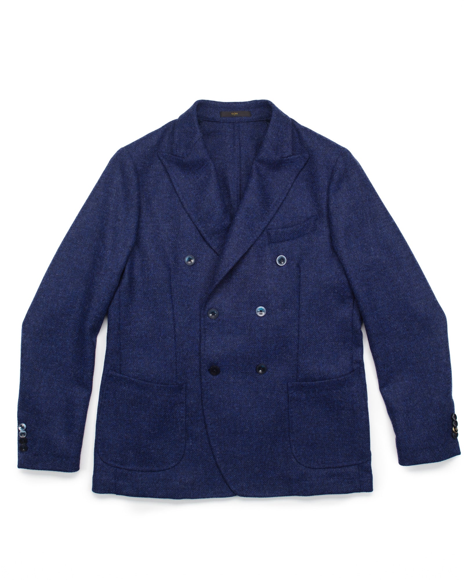 Double Breasted Jacket in Navy Shetland Wool – The Revive Club