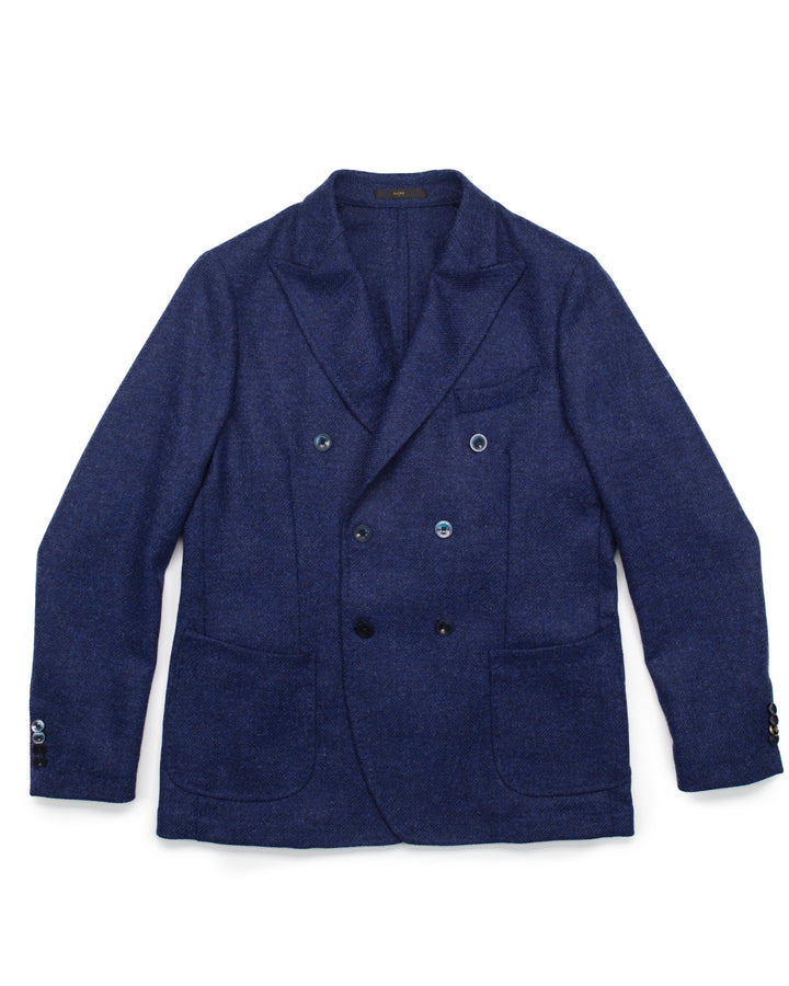 Double Breasted Jacket in Navy Shetland Wool