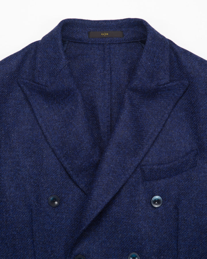 Double Breasted Jacket in Navy Shetland Wool