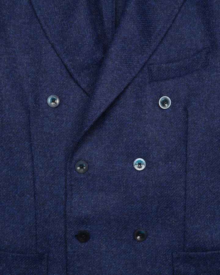 Double Breasted Jacket in Navy Shetland Wool