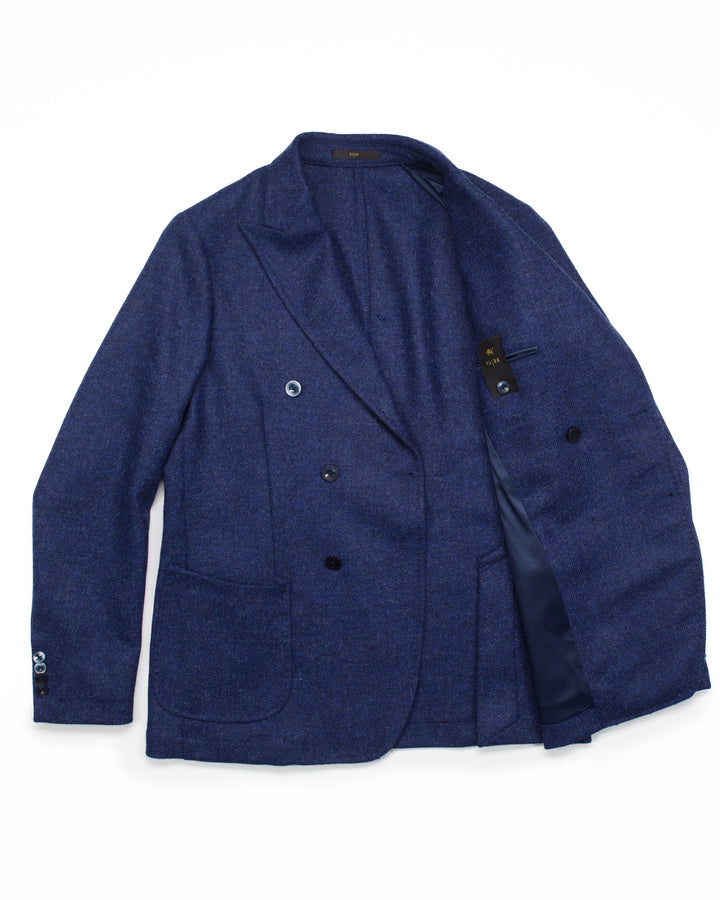 Double Breasted Jacket in Navy Shetland Wool
