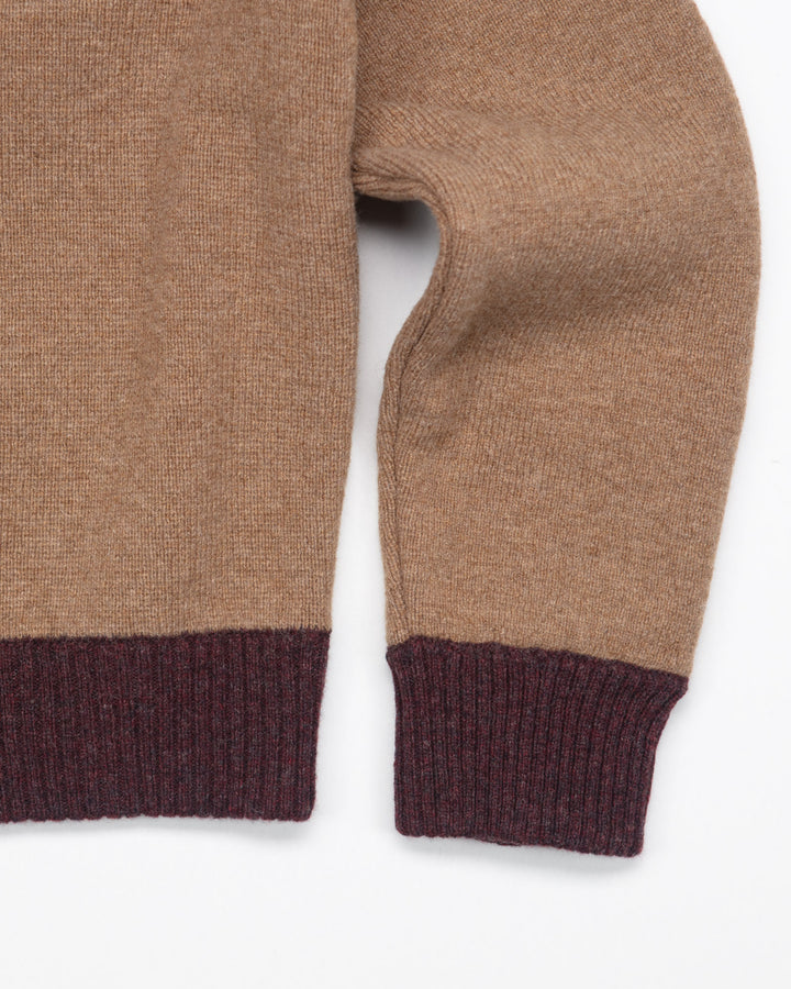 Max 3 Short Jacket C in Camel & Bordeaux