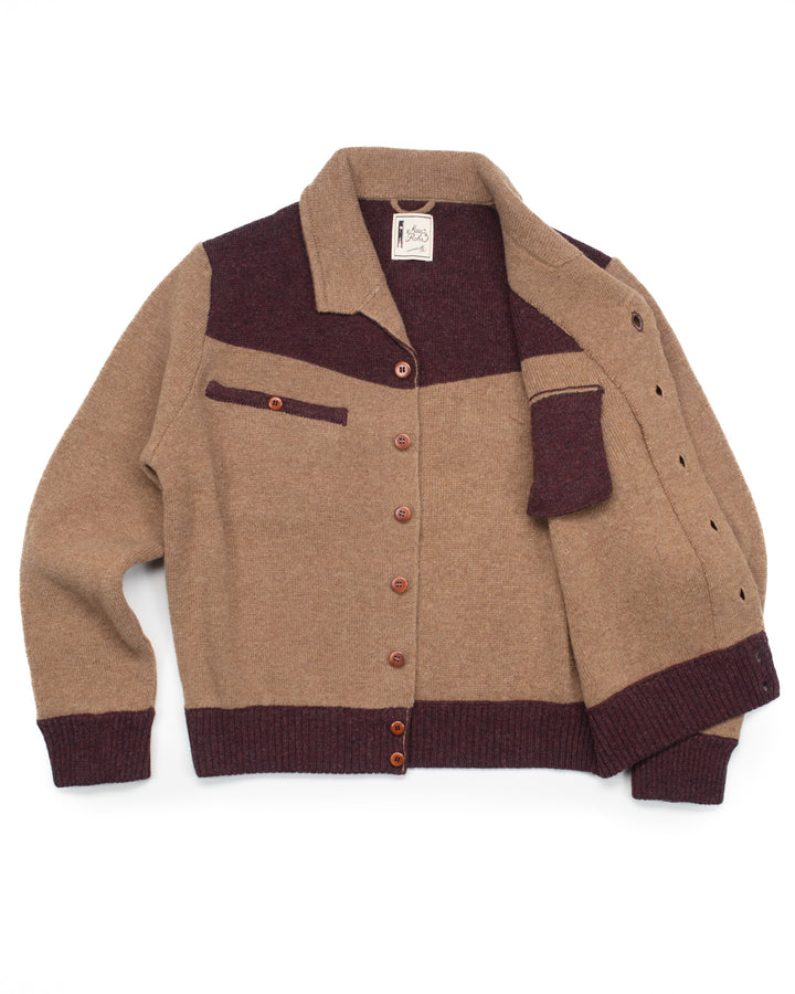 Max 3 Short Jacket C in Camel & Bordeaux