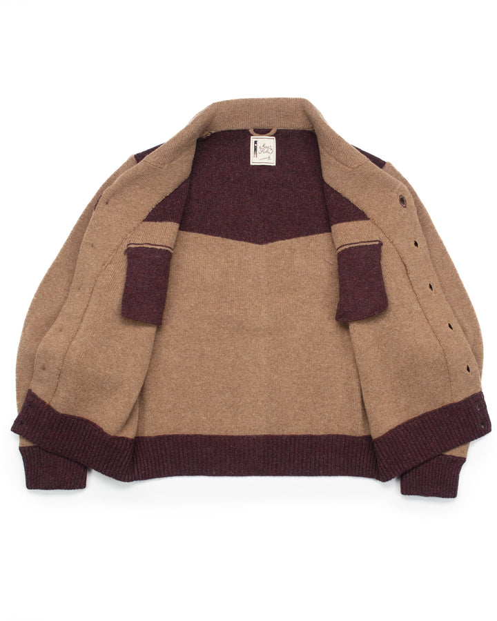 Max 3 Short Jacket C in Camel & Bordeaux