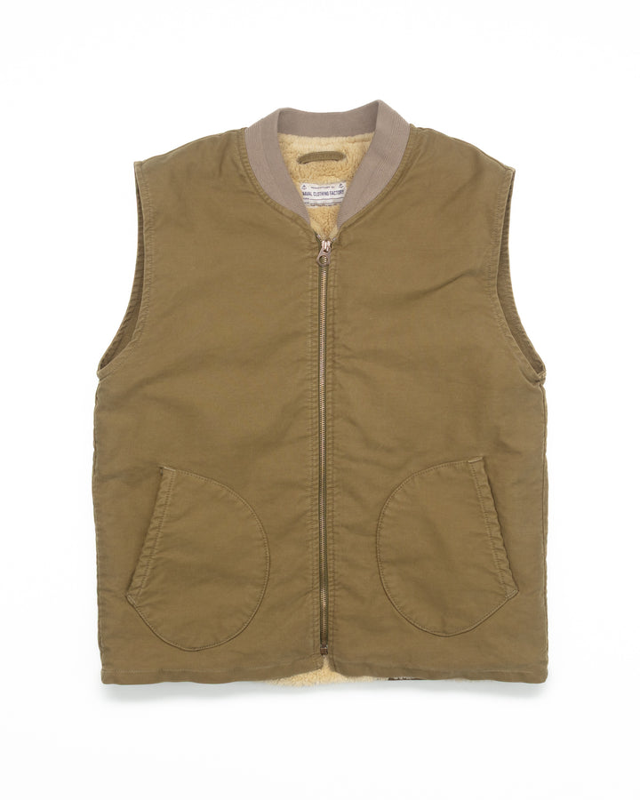 The McCoy Lined Deck Vest in Military Green