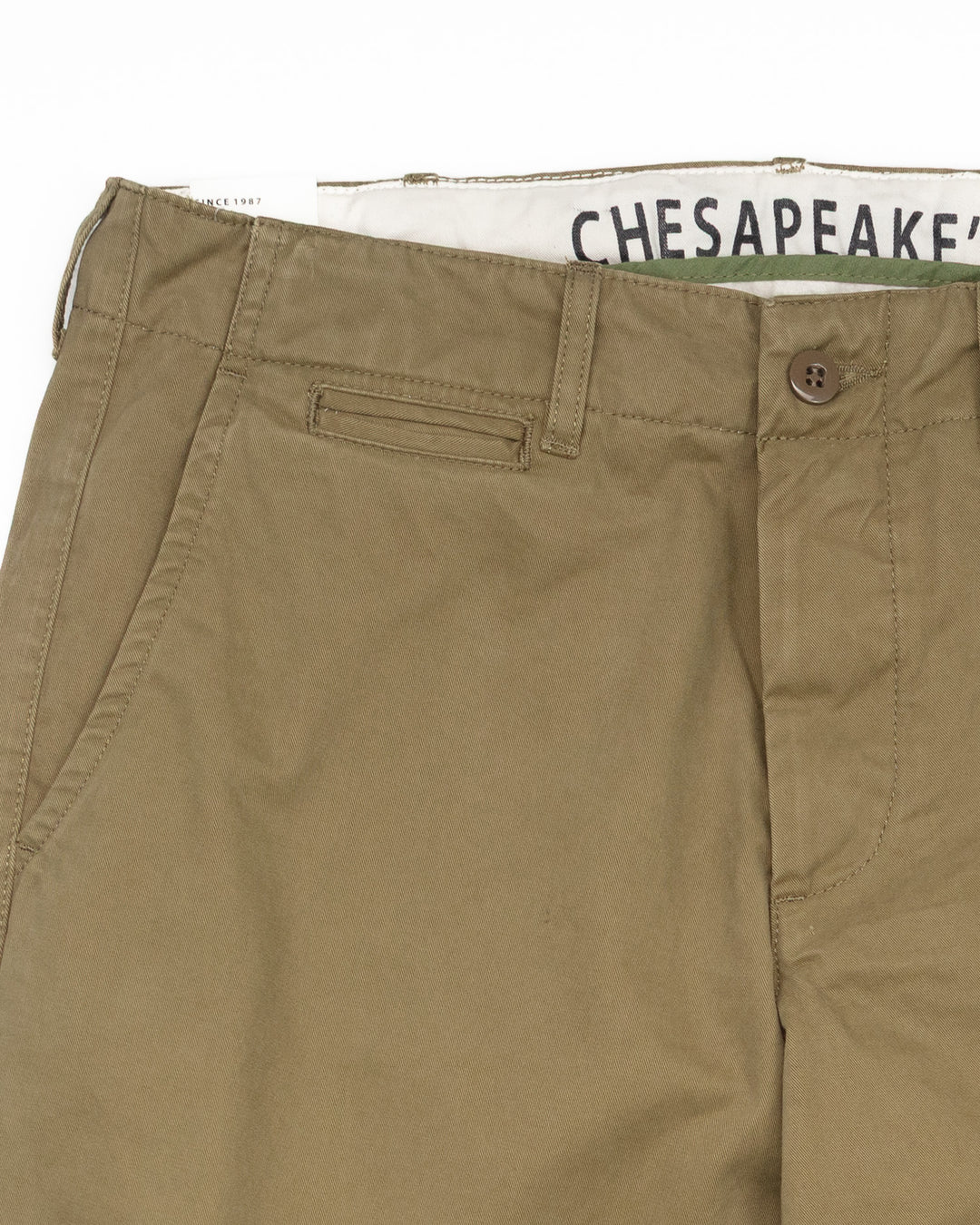 Officer Chinos in Khaki Green Gabardine
