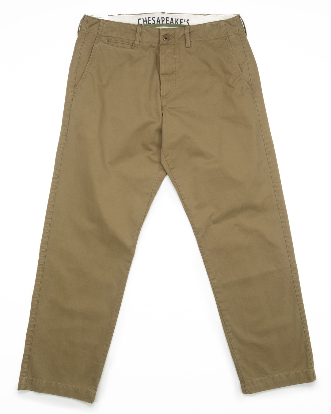 Officer Chinos in Khaki Green Gabardine