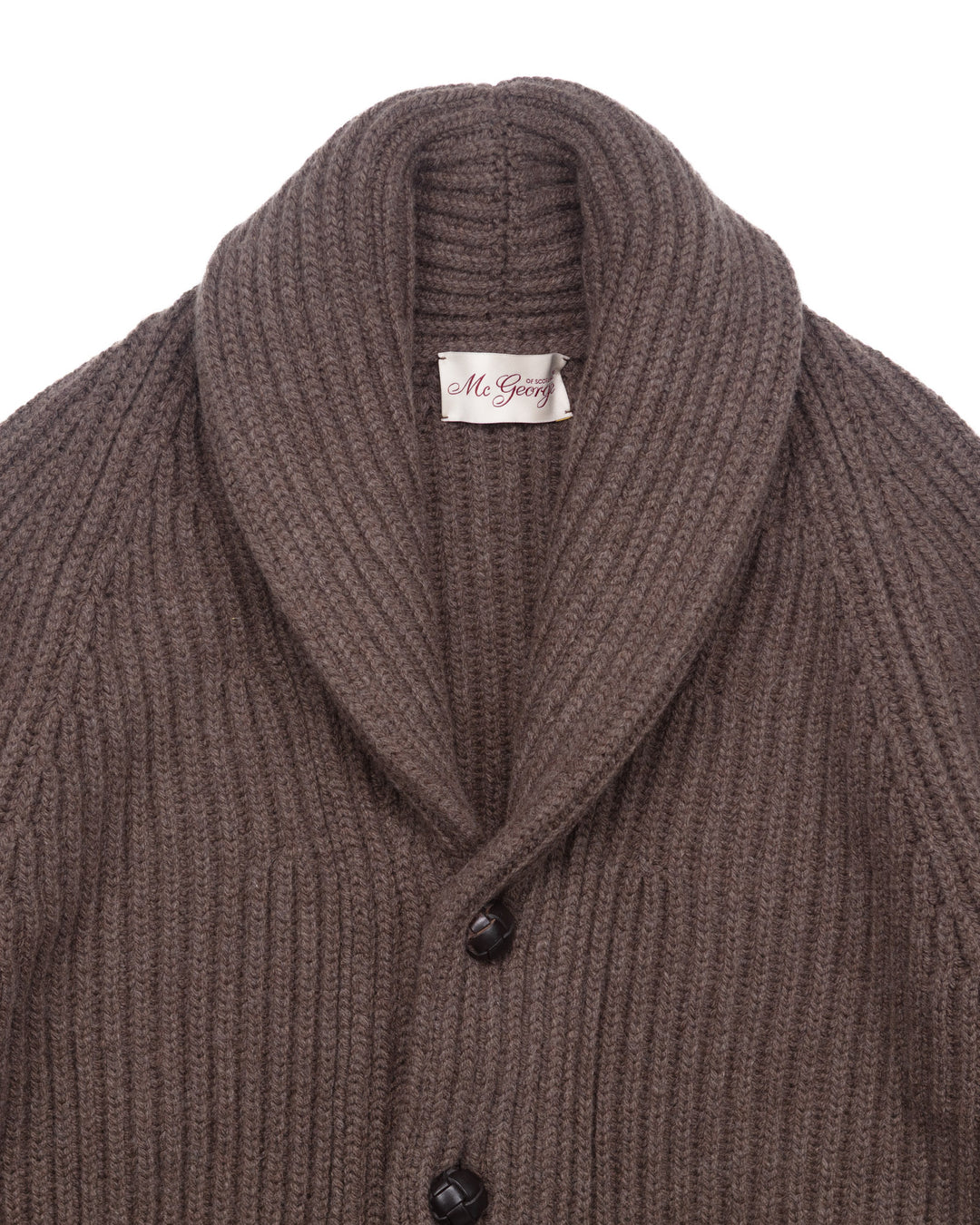Wide Rib Shawl Cardigan In Dark Tan